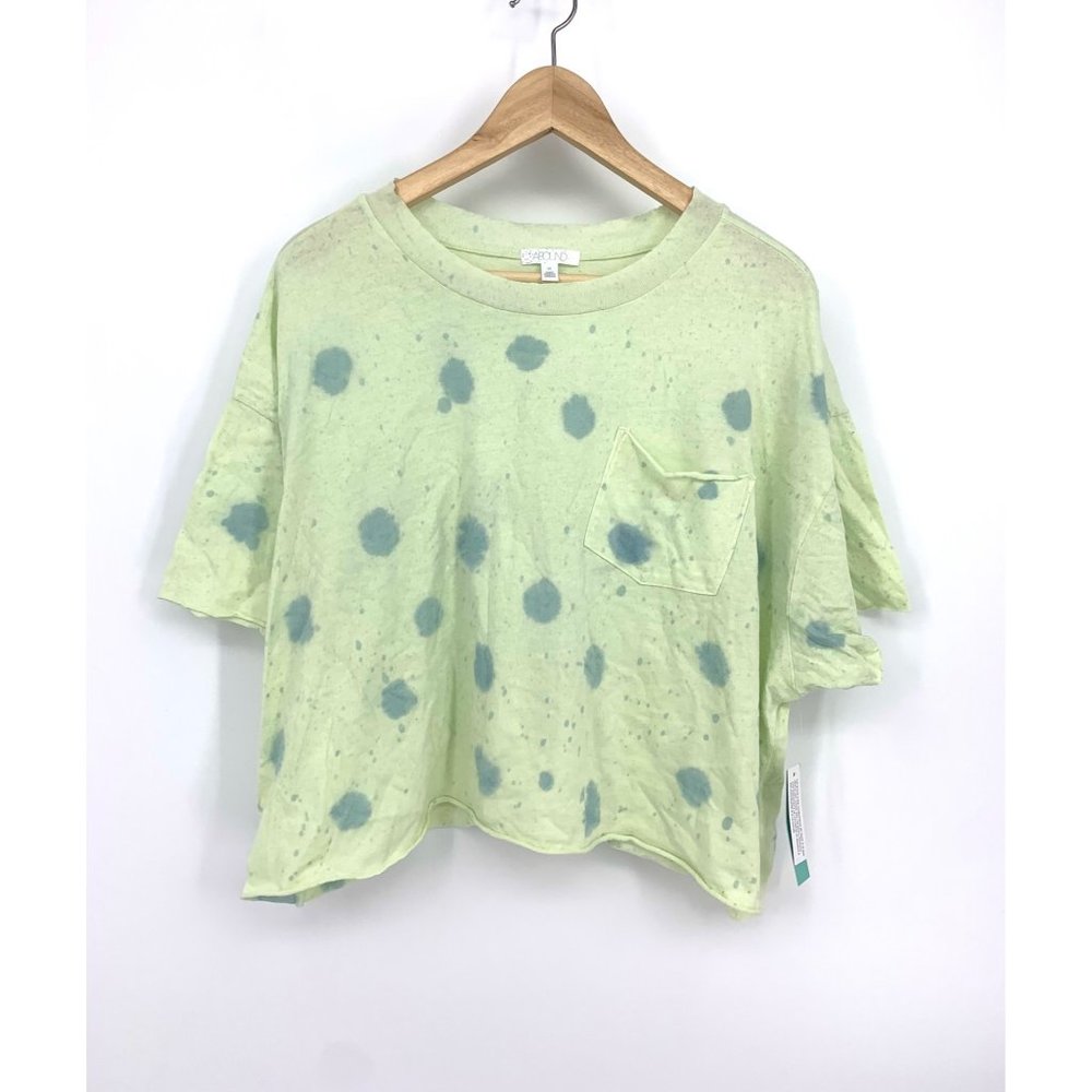 Abound Neon Green Tie Dye Cropped Pocket Top NEW WITH TAGS